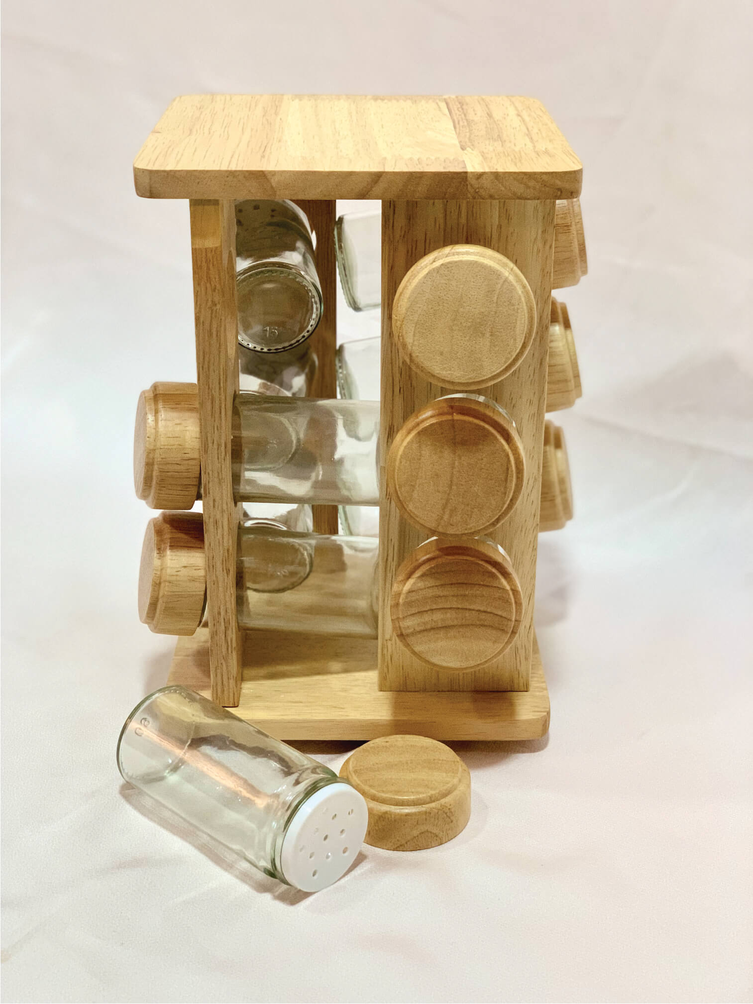 maskala-03.jpg Square Spice Rack With 12 Glass Jars